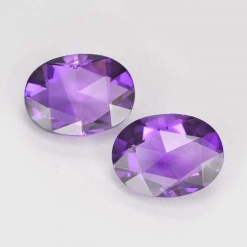 Medium-Dark Violet Amethyst Gem - 1ct Oval Checkerboard (double sided) (ID: 571438)