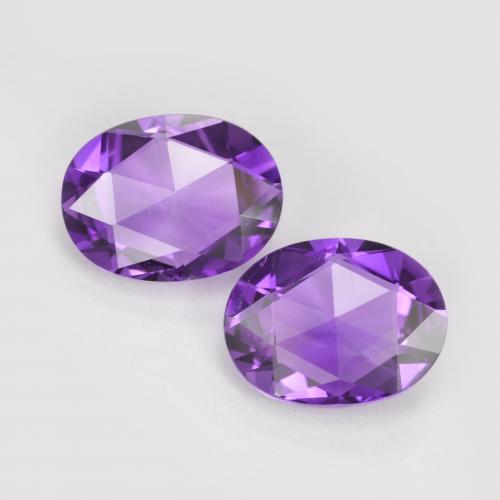 tiefviolett Amethyst Edelstein - 1.1ct Oval Schachbrett (beidseitig) (ID: 571439)