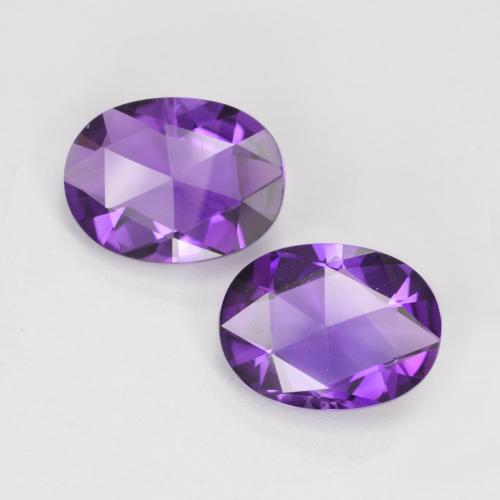 Violeta oscuro Amatista Gema - 1ct Óvalo checkerboard (en ambos lados) (ID: 571440)