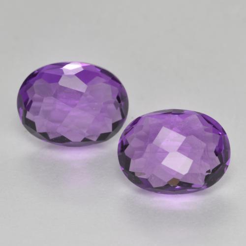 Medium-Light Violet Amethyst Gem - 1.3ct Oval Checkerboard (double sided) (ID: 571468)