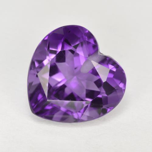 Deep Violet Amethyst Gem - 3.3ct Half-Drilled Heart Facet (ID: 572120)