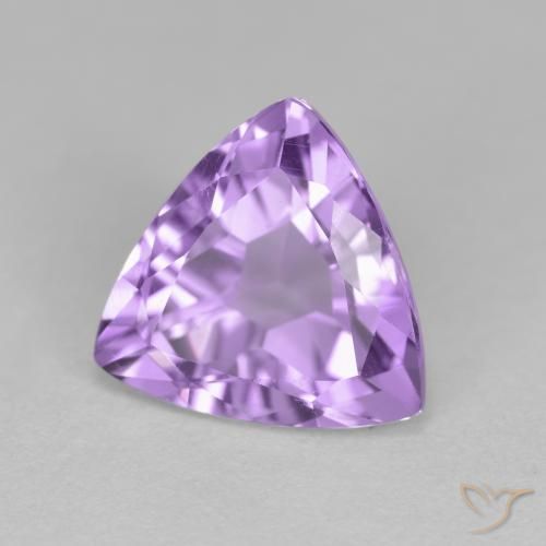 2.98 ct Violet Amethyst Stone, Natural Amethyst in Trillion Facet Shape for Sale