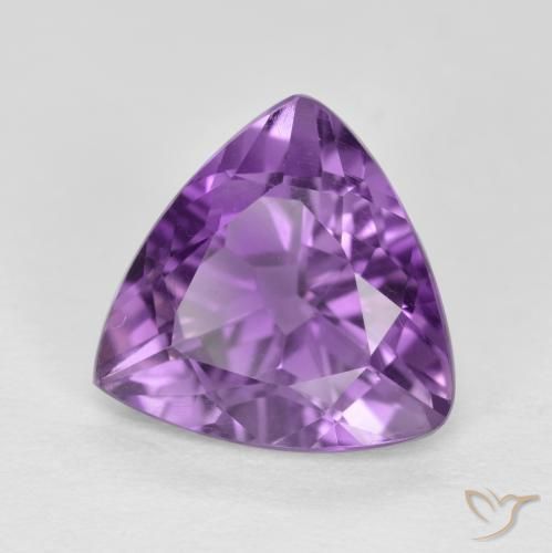 2.86 ct Violet Amethyst Stone, Natural Amethyst in Trillion Facet Shape for Sale