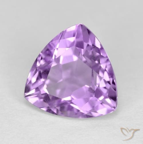 3.13 ct Violet Amethyst Stone, Natural Amethyst in Trillion Facet Shape for Sale