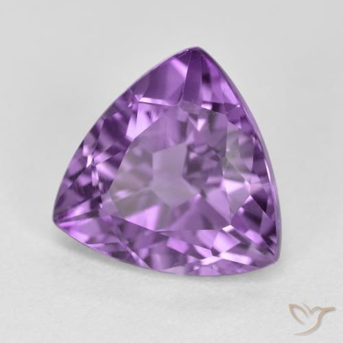 2.94 ct Violet Amethyst Stone, Natural Amethyst in Trillion Facet Shape for Sale