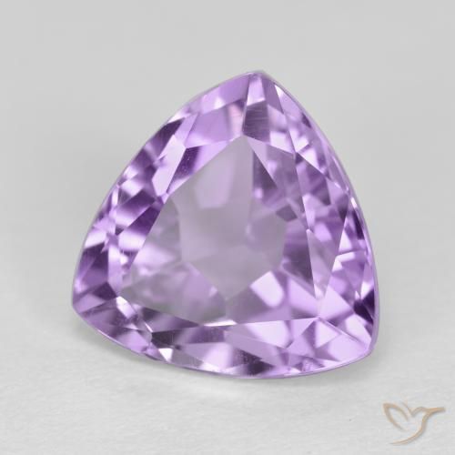 3.12 ct Violet Amethyst Stone, Natural Amethyst in Trillion Facet Shape for Sale