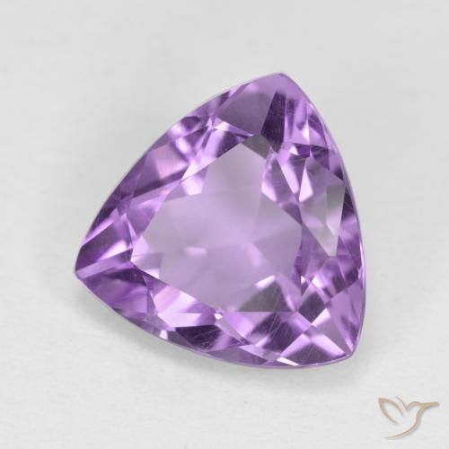 2.57 ct Violet Amethyst Stone, Natural Amethyst in Trillion Facet Shape for Sale