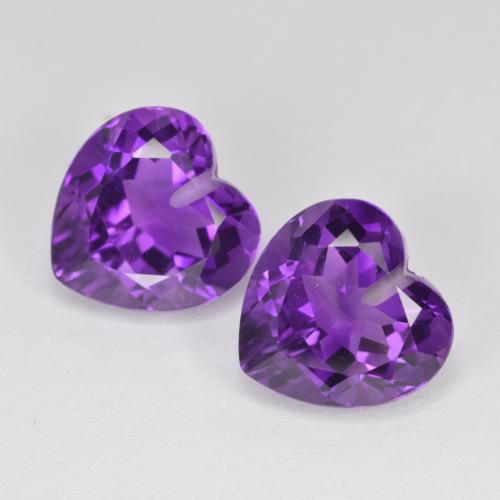 Deep Violet Amethyst Gem - 3.5ct Half-Drilled Heart Facet (ID: 572326)