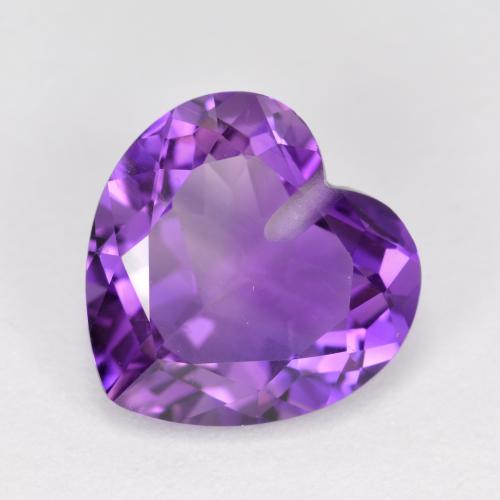 Lebhaftes Violett Amethyst Edelstein - 2.9ct Half-Drilled Heart Facet (ID: 572330)