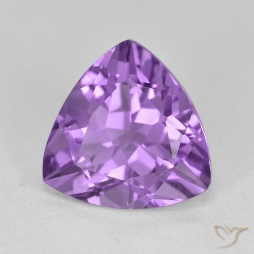 2.97 ct Violet Amethyst Stone, Natural Amethyst in Trillion Facet Shape for Sale