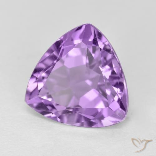 3.08 ct Violet Amethyst Stone, Natural Amethyst in Trillion Facet Shape for Sale