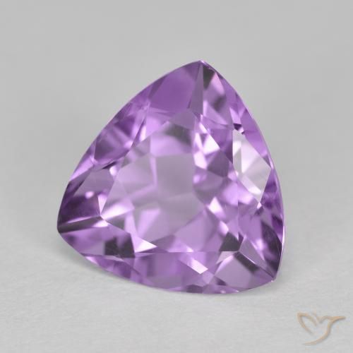 2.65 ct Violet Amethyst Stone, Natural Amethyst in Trillion Facet Shape for Sale