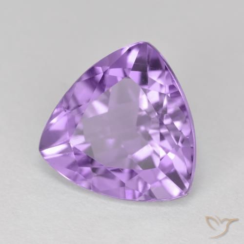 3.06 ct Violet Amethyst Stone, Natural Amethyst in Trillion Facet Shape for Sale