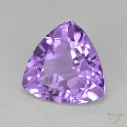 2.87 ct Violet Amethyst Stone, Natural Amethyst in Trillion Facet Shape for Sale