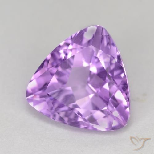 2.92 ct Violet Amethyst Stone, Natural Amethyst in Trillion Facet Shape for Sale