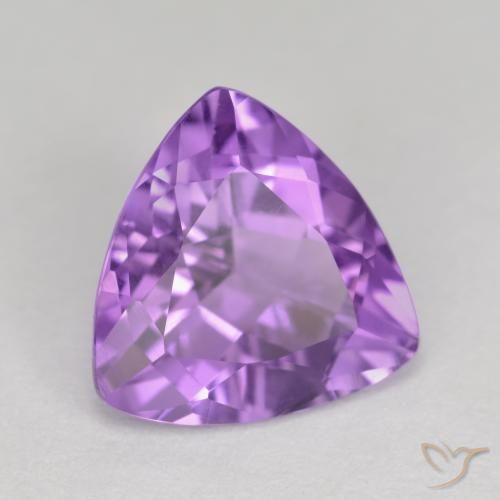 2.61 ct Violet Amethyst Stone, Natural Amethyst in Trillion Facet Shape for Sale
