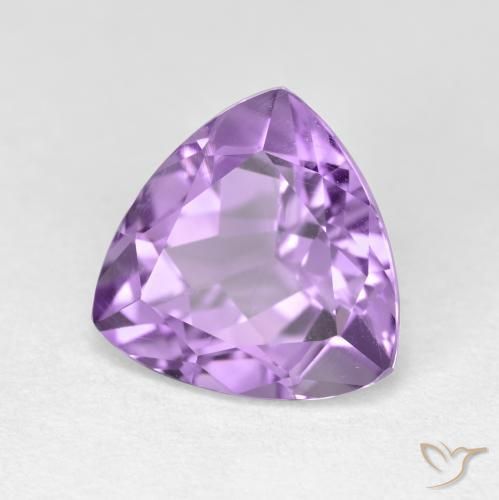 2.92 ct Violet Amethyst Stone, Natural Amethyst in Trillion Facet Shape for Sale