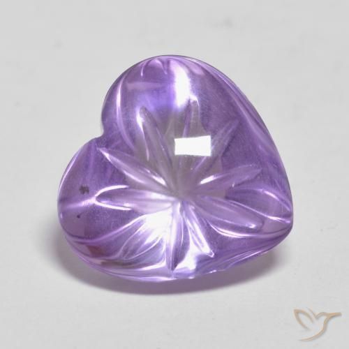 5.06 ct Violet Amethyst Stone, Natural Amethyst in Carved Heart Shape for Sale