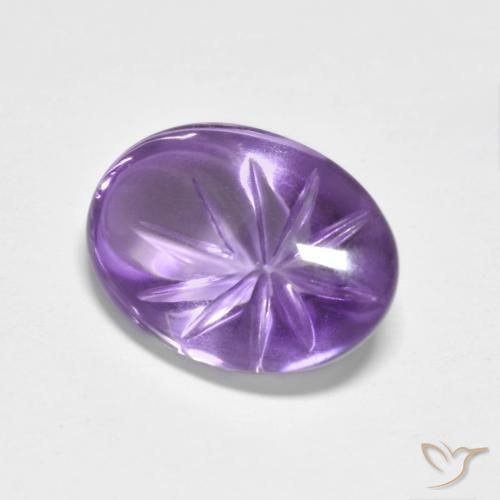 4.94 ct Violet Amethyst Stone, Natural Amethyst in Carved Oval Shape for Sale