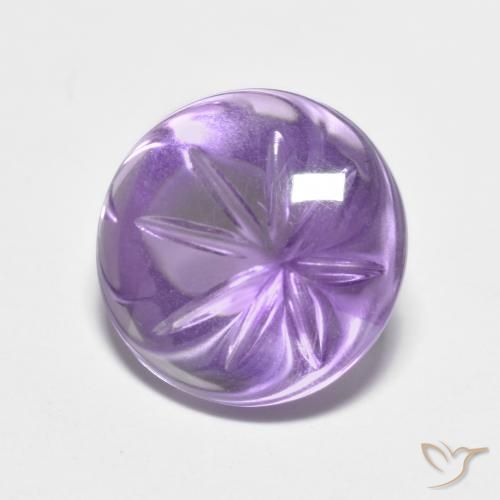 4.82 ct Violet Amethyst Stone, Natural Amethyst in Carved Round Shape for Sale