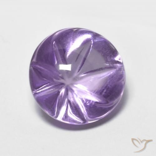 4.83 ct Violet Amethyst Stone, Natural Amethyst in Carved Round Shape for Sale