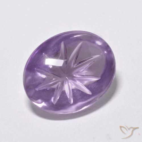 6.51 ct Violet Amethyst Stone, Natural Amethyst in Carved Oval Shape for Sale