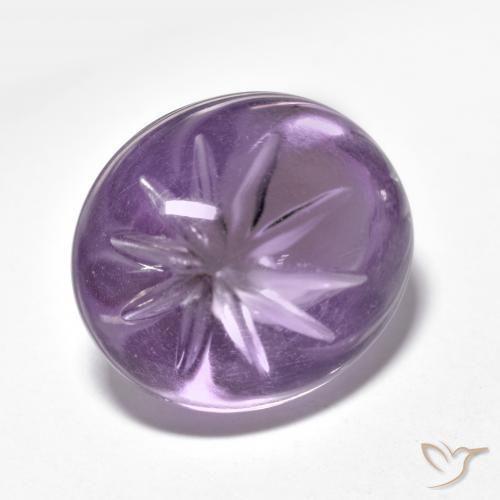 8.27 ct Violet Amethyst Stone, Natural Amethyst in Carved Oval Shape for Sale