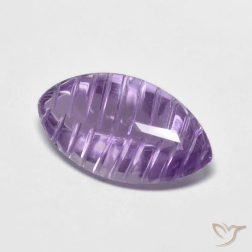 5.46 ct Violet Amethyst Stone, Natural Amethyst in Carved Marquise Shape for Sale