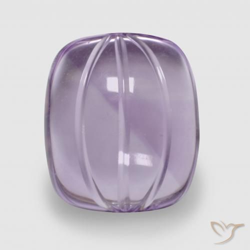 15x13 mm Fancy Violet Amethyst from Brazil, Weight of 10.19ct, Natural untreated Gemstone in Transparent Clarity, 1pc Carved Cushion Amethyst - Color: Light Violet, Mohs Hardness of 7 suitable for daily wear jewelry, Unblocks Crown Chakra, Photo A