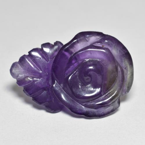 dunkelviolett Amethyst Edelstein - 9.3ct Geschnitzte Rose (ID: 579564)