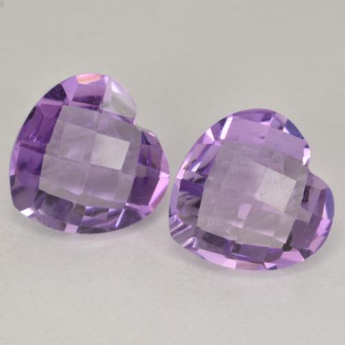 Medium Violet Ametista Gem - 3.3ct Scacchiera a cuore (a doppia faccia) (ID: 584709)
