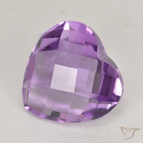 3.53 ct Violet Amethyst Stone, Natural Amethyst in Heart Checkerboard (double sided) Shape for Sale