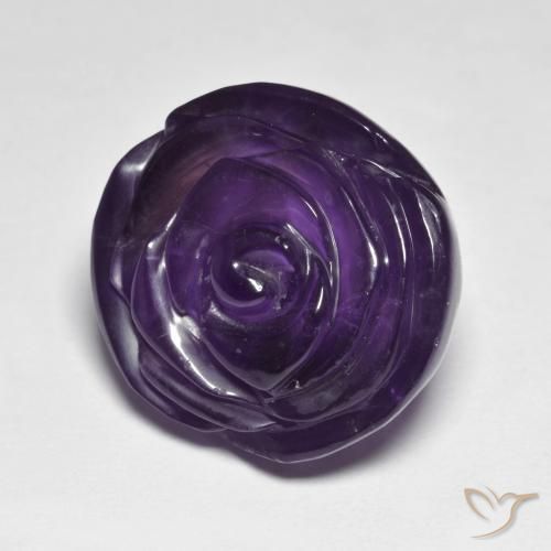 28.28 ct Violet Amethyst Stone, Natural Amethyst in Carved Rose Shape for Sale