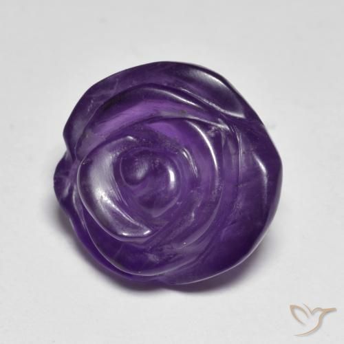 11.31 ct Violet Amethyst Stone, Natural Amethyst in Carved Rose Shape for Sale