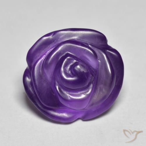 9.29ct Carved Rose Violet Amethyst from Brazil, Dimension 14.1x13.1 mm, Translucent Clarity, Natural untreated gemstone, 1pc Amethyst in Medium Violet Color, Mohs Hardness of 7 suitable for daily wear jewelry, Pisces Zodiac Stone, Photo A