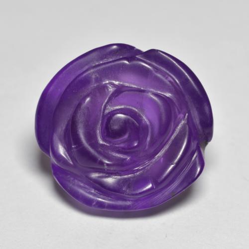 15.4 x 14.6mm Carved Rose Violet Amethyst from Brazil, Weight of 12.38ct, Natural untreated gemstone in Translucent Clarity, 1pc Amethyst - the Color is Medium Violet, Mohs Hardness of 7 suitable for daily wear jewelry, Unblocks Crown Chakra, Photo A