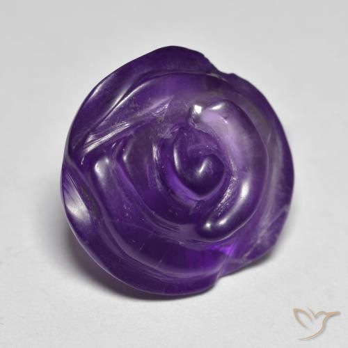 10.82 ct Violet Amethyst Stone, Natural Amethyst in Carved Rose Shape for Sale