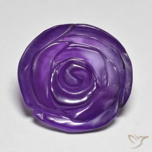 14.41ct Carved Rose Violet Amethyst from Brazil, Dimension 17.2x16.5 mm, Natural untreated Gemstone, Translucent Clarity, 1 piece Amethyst in Medium Violet Color, Mohs Hardness of 7 suitable for daily wear jewelry, Year of the Dragon Gemstone, Photo A