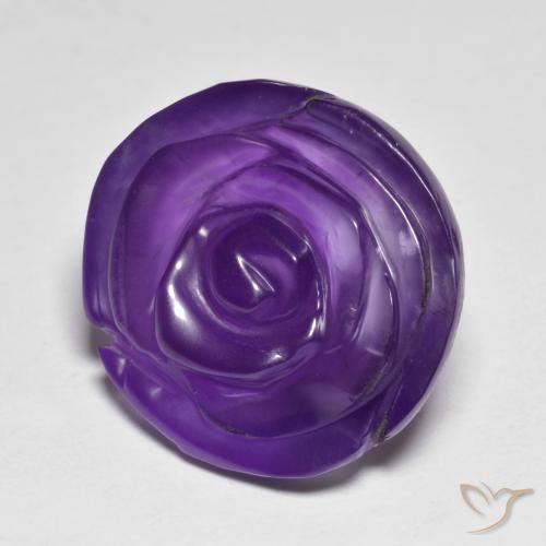 14.41 ct Violet Amethyst Stone, Natural Amethyst in Carved Rose Shape for Sale