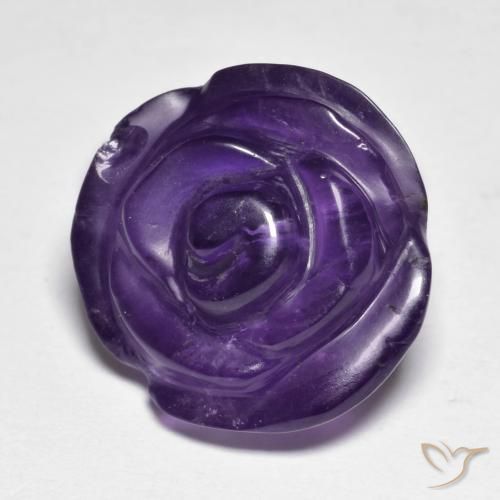 15.17 ct Violet Amethyst Stone, Natural Amethyst in Carved Rose Shape for Sale