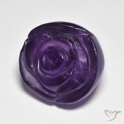 16.34 ct Violet Amethyst Stone, Natural Amethyst in Carved Rose Shape for Sale