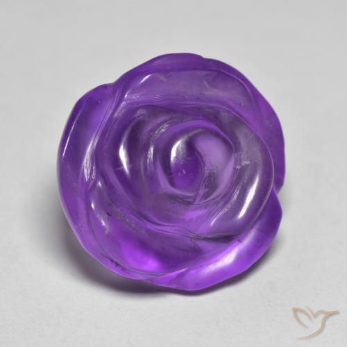 10.05 ct Violet Amethyst Stone, Natural Amethyst in Carved Rose Shape for Sale