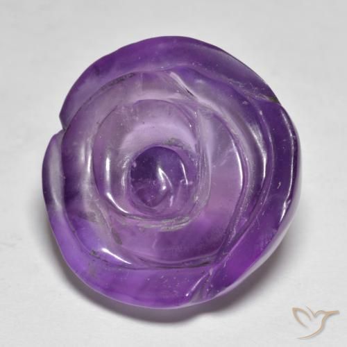 19.64 ct Violet Amethyst Stone, Natural Amethyst in Carved Rose Shape for Sale