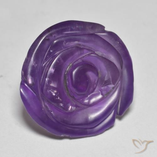 16.81 ct Violet Amethyst Stone, Natural Amethyst in Carved Rose Shape for Sale