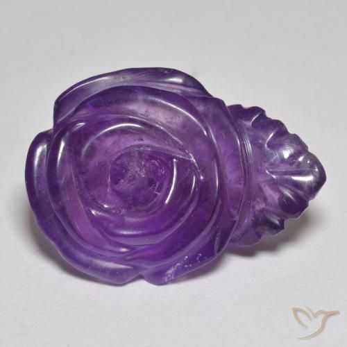 22.1x16.2 mm Carved Rose Violet Amethyst from Brazil, Weight of 18.25ct, Natural untreated gemstone in Translucent Clarity, 1pc Amethyst - the Color is Medium-light Violet, Mohs Hardness of 7 suitable for daily wear jewelry, Unblocks Crown Chakra, Photo A