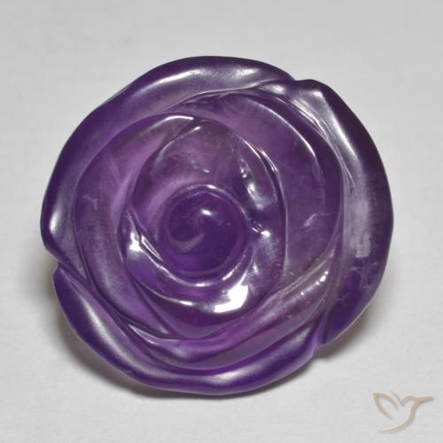 18.4x17.8 mm Carved Rose Violet Amethyst from Brazil, Weight of 17.95ct, Natural untreated gemstone in Translucent Clarity, 1pc Amethyst - the Color is Deep Violet, Mohs Hardness of 7 suitable for daily wear jewelry, February Birthstone, Photo A