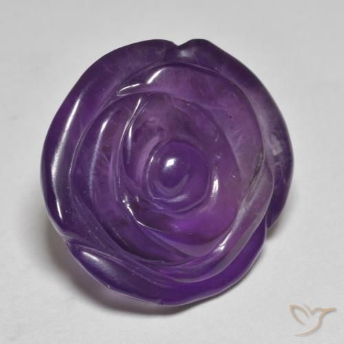 17.95 ct Violet Amethyst Stone, Natural Amethyst in Carved Rose Shape for Sale