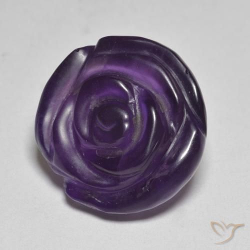 11.91 ct Violet Amethyst Stone, Natural Amethyst in Carved Rose Shape for Sale