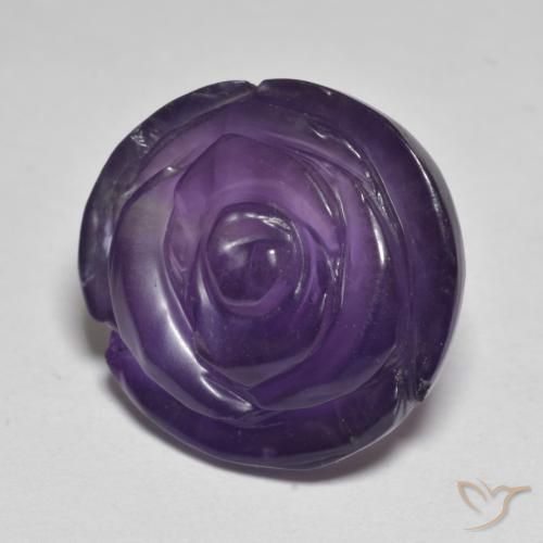 16.93 ct Violet Amethyst Stone, Natural Amethyst in Carved Rose Shape for Sale
