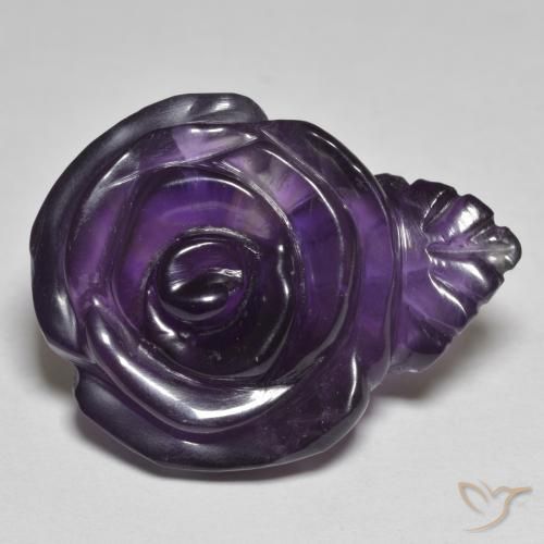 25.29ct Natural Medium Violet Amethyst, Flower Cut, Translucent